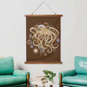 Octopus Steampunk Retro Mechanical Fantasy Hanging Tapestry