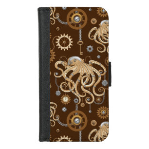 Octopus Steampunk Retro Mechanical Fantasy iPhone 8/7 Wallet Case