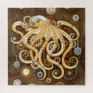 Octopus Steampunk Retro Mechanical Fantasy Jigsaw Puzzle