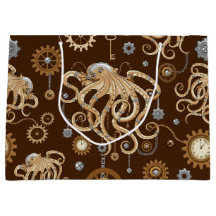 Octopus Steampunk Retro Mechanical Fantasy Large Gift Bag