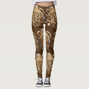 Octopus Steampunk Retro Mechanical Fantasy Leggings