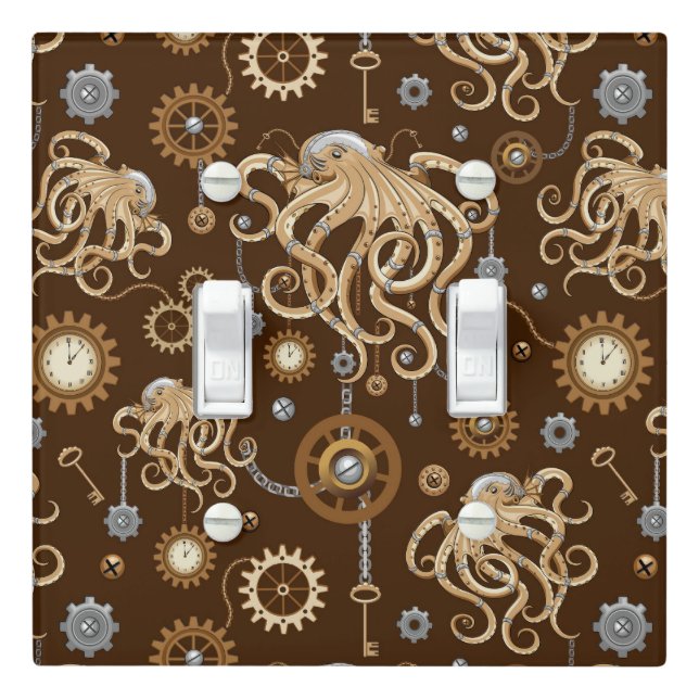 Octopus Steampunk Retro Mechanical Fantasy Light Switch Cover (In Situ)