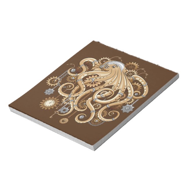 Octopus Steampunk Retro Mechanical Fantasy Notepad (Rotated)