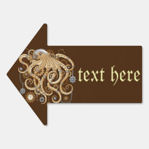 Octopus Steampunk Retro Mechanical Fantasy Sign