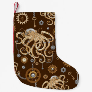 Octopus Steampunk Retro Mechanical Fantasy Small Christmas Stocking
