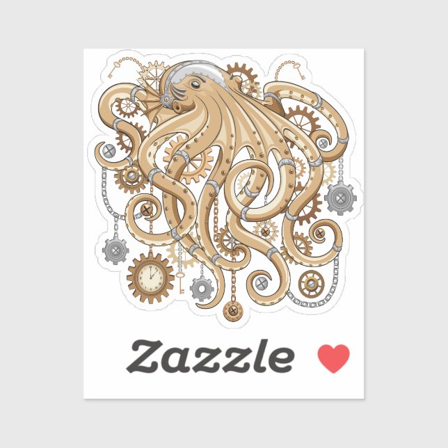 Octopus Steampunk Retro Mechanical Fantasy Sticker (Sheet)