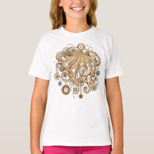 Octopus Steampunk Retro Mechanical Fantasy T-Shirt