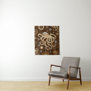 Octopus Steampunk Retro Mechanical Fantasy Tapestry