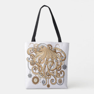Octopus Steampunk Retro Mechanical Fantasy Tote Bag