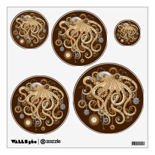 Octopus Steampunk Retro Mechanical Fantasy Wall Decal