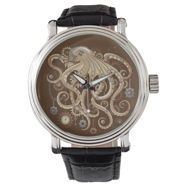 Octopus Steampunk Retro Mechanical Fantasy Watch (Front)