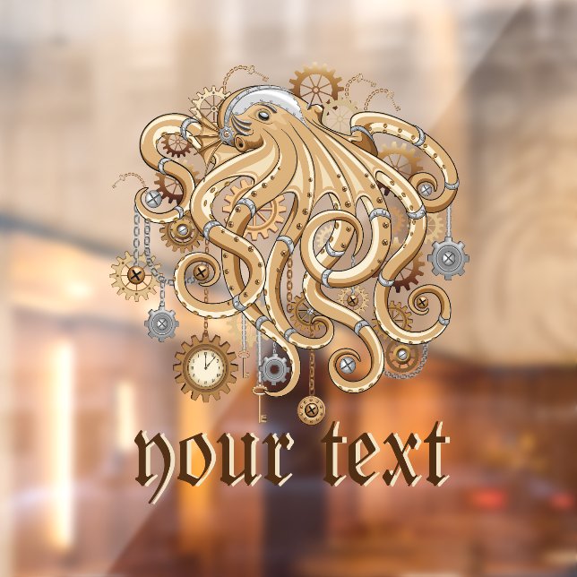 Octopus Steampunk Retro Mechanical Fantasy Window Cling (Sheet 2)