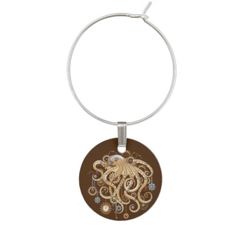 Octopus Steampunk Retro Mechanical Fantasy Wine Charm