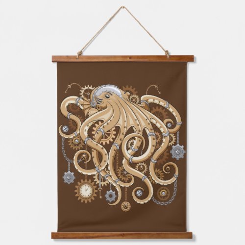 Octopus Steampunk Surreal Retro Style Machine   Ba Hanging Tapestry