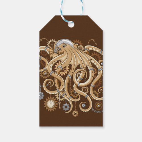 Octopus Steampunk Surreal Retro Style Machine   Gift Tags