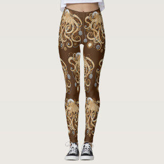 Octopus Steampunk Surreal Retro Style Machine Leggings