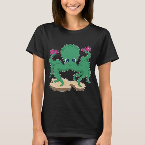 Octopus Strength training Dumbbells T_Shirt