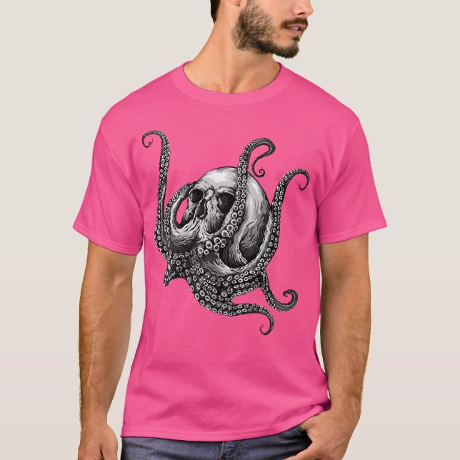 Octopus Sugar Skull Graphic T-Shirt (Front)