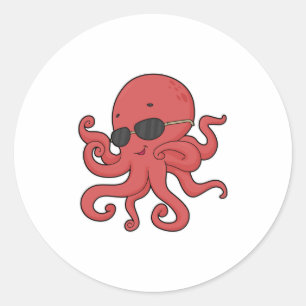 Octopus Sunglasses Classic Round Sticker