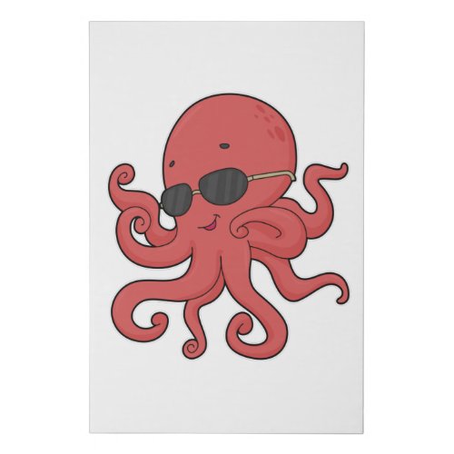 Octopus Sunglasses Faux Canvas Print