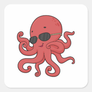 Octopus Sunglasses Square Sticker