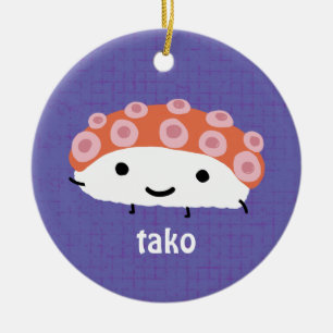 Octopus Sushi (tako) Cute Kawaii Character Holiday Ceramic Ornament