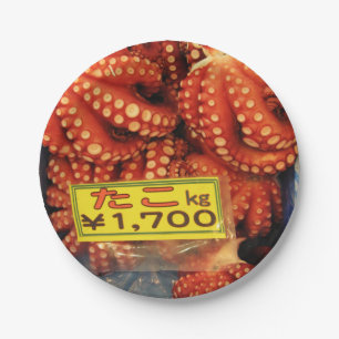 Octopus Tako たこ Tsukiji Fish Market, Tokyo, Japan Paper Plates