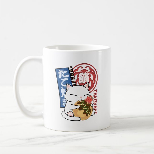 Octopus Takoyaki Cat  Coffee Mug (Left)