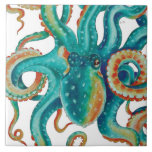 Octopus Teal Watercolor Tentacles Watercolor Ceramic Tile at Zazzle
