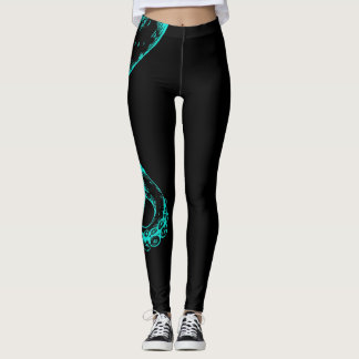 octopus tentacles aqua on black leggings
