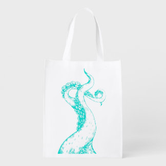 octopus tentacles aqua reusable shopping bag
