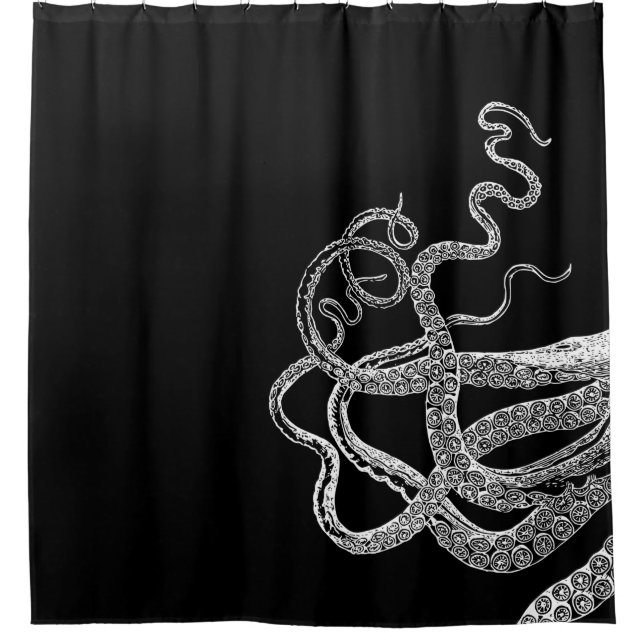 Octopus Tentacles black shower curtain (Front)