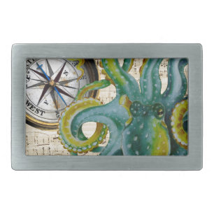 Octopus Tentacles Compass Music Belt Buckle