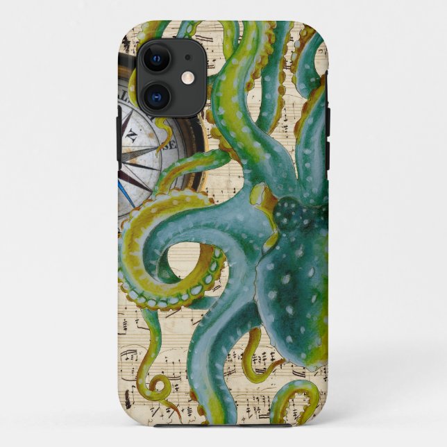 Octopus Tentacles Compass Music Case-Mate iPhone Case (Back)