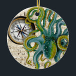 Octopus Tentacles Compass Music Ceramic Ornament<br><div class="desc">octopus art design</div>