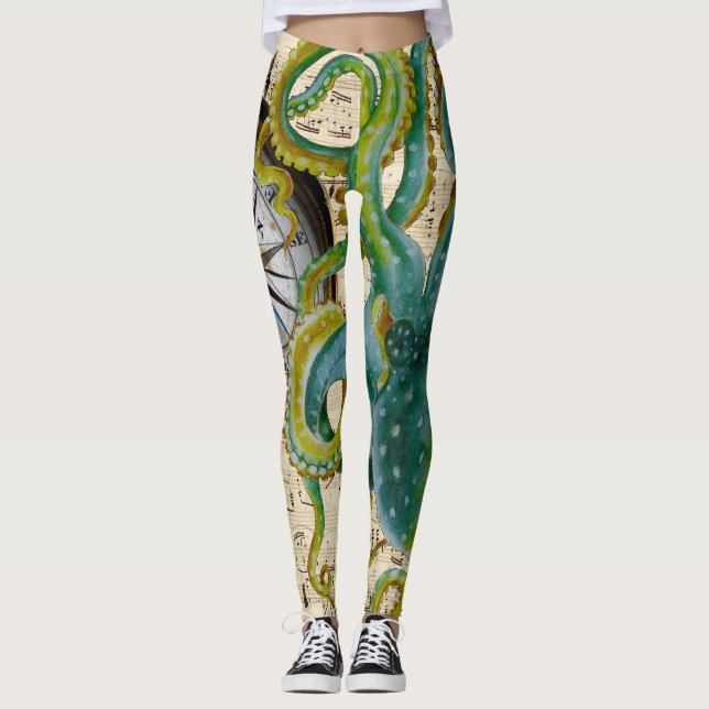 Octopus Tentacles Compass Music Leggings (Front)
