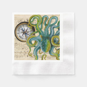 Octopus Tentacles Compass Music Napkins