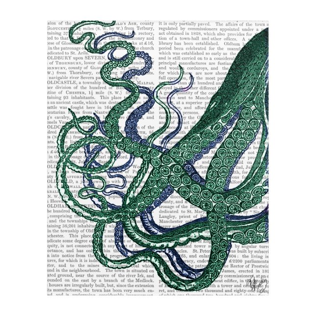 Octopus Tentacles Green and Blue Acrylic Print (Front)