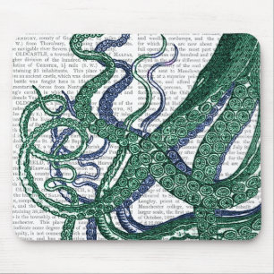 Octopus Tentacles Green and Blue Mouse Pad