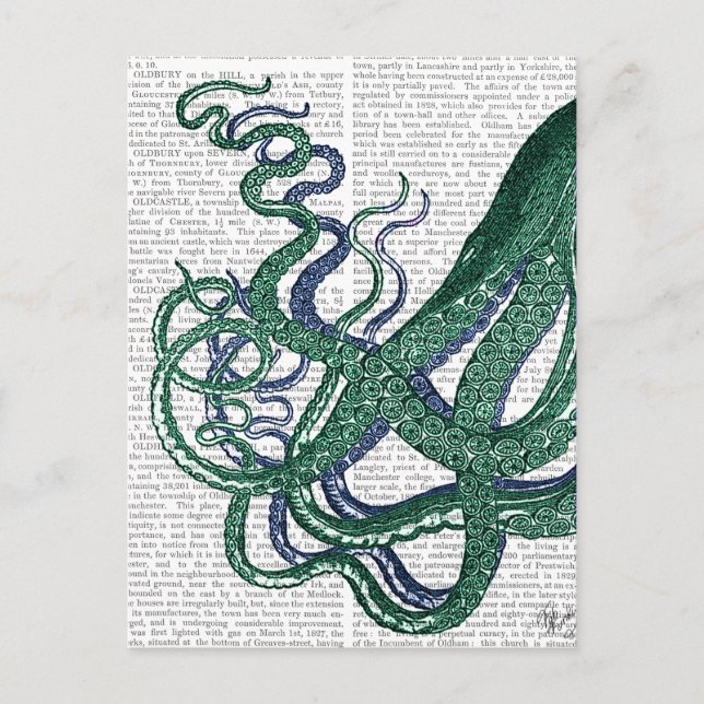 Octopus Tentacles Green and Blue Postcard (Front)