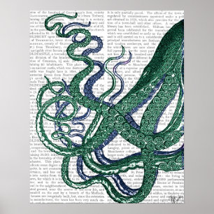 Octopus Tentacles Green and Blue Poster