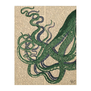 Octopus Tentacles Green and Blue Wood Wall Art