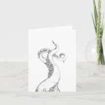 octopus tentacles grey blank folded card