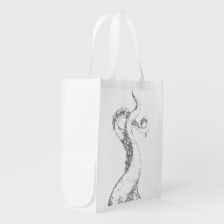 octopus tentacles grey reusable shopping bag