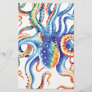 Octopus Tentacles Watercolor Colorful Art Stationery