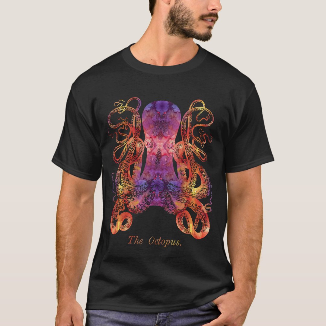 Octopus Tie Dye - Colorful Vintage Purple Orange T-Shirt