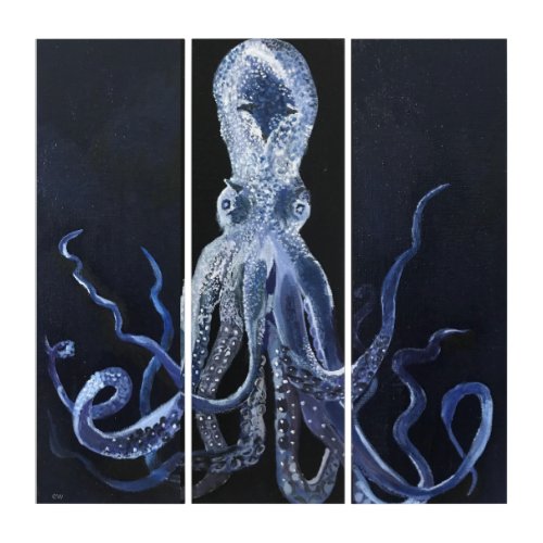 Octopus triptych wall art panels