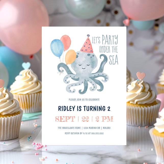 Octopus Under the Sea Birthday Party Invitation (Creator Uploaded)