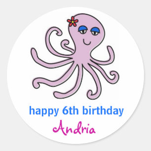 Octopus, Under the Sea Cupcake Toppers Classic Round Sticker