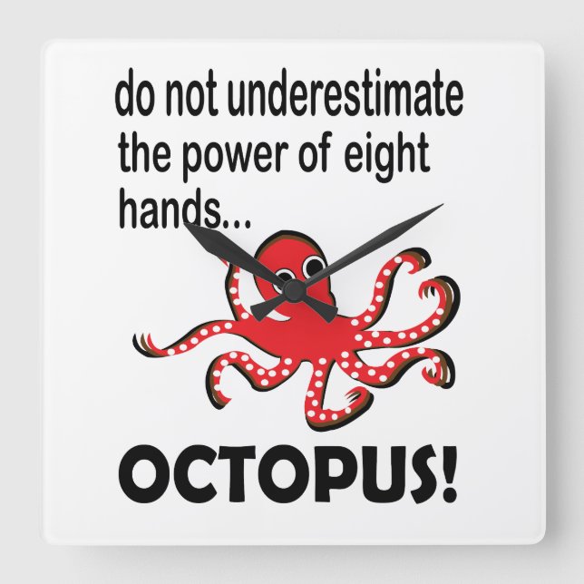 Octopus Under The Sea Funny Octopus Square Wall Clock (Front)